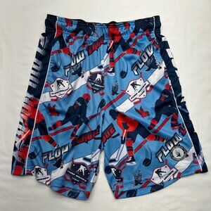 Flow Society Youth XL Hockey Themed Athletic Shorts Blue & Red